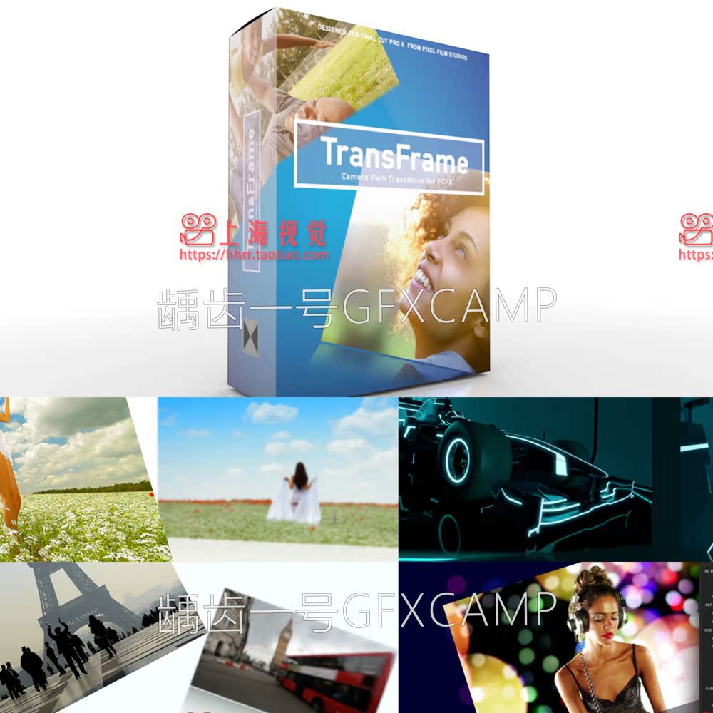 FCPX插件-摄像机3D空间图片视频翻转幻灯片相册转场 TransFrame