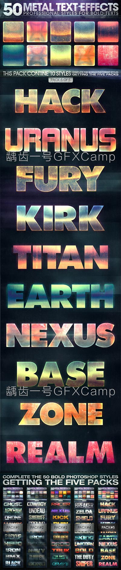 GraphicRiver 150个动作科幻场景海报钢铁质感PSD文字图层样式