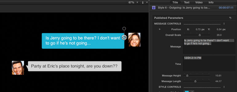 FCPX插件 PROMESSAGE V2短信对话弹窗效果滤镜