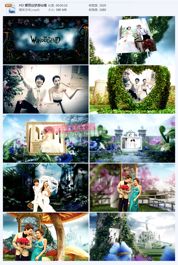 爱丽丝梦游仙境 蓝光高清3D电子相册 婚礼预告片婚礼MV 模板可代制作