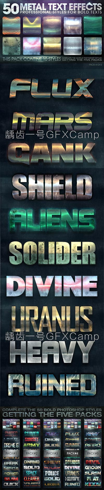 GraphicRiver 150个动作科幻场景海报钢铁质感PSD文字图层样式