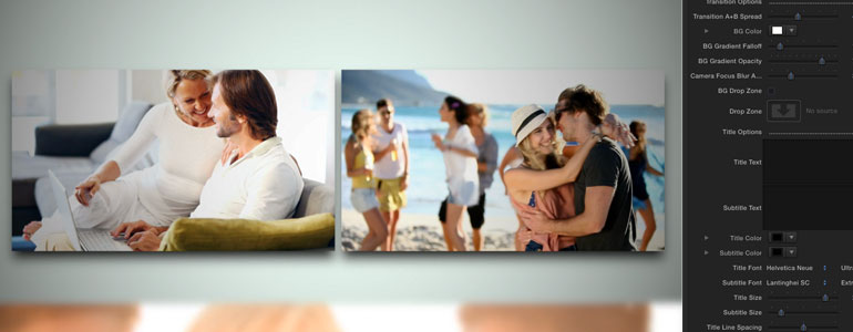 FCPX 转场插件：74组画面推动中间展示画面文字转场 TRANSALLAX