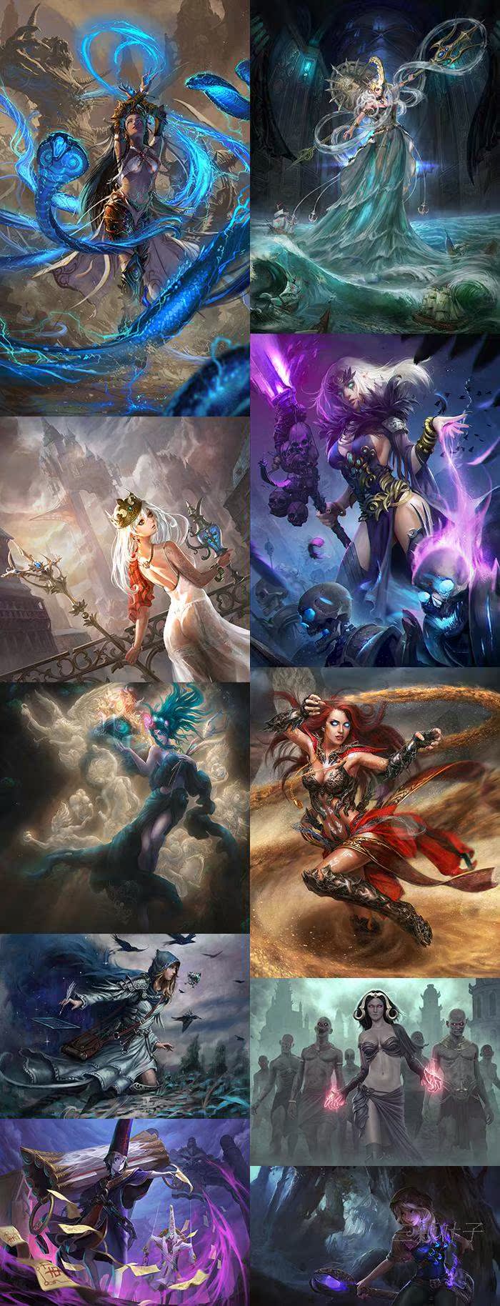 cg原画 女性法师巫师 欧风魔杖法器魔女女巫绘画设定参考素材