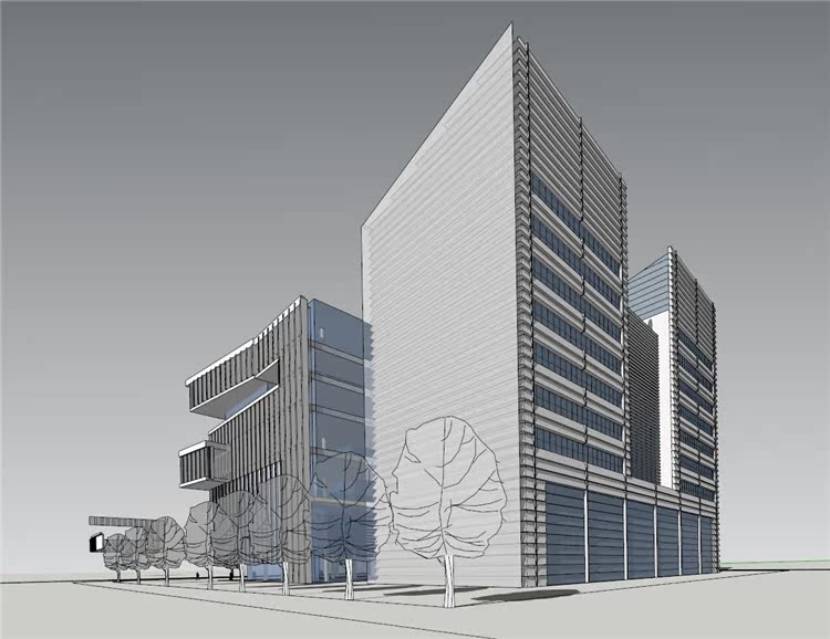 办公大楼/现代行政服务中心/建筑方案设计/SU模型+CAD图纸+...-16