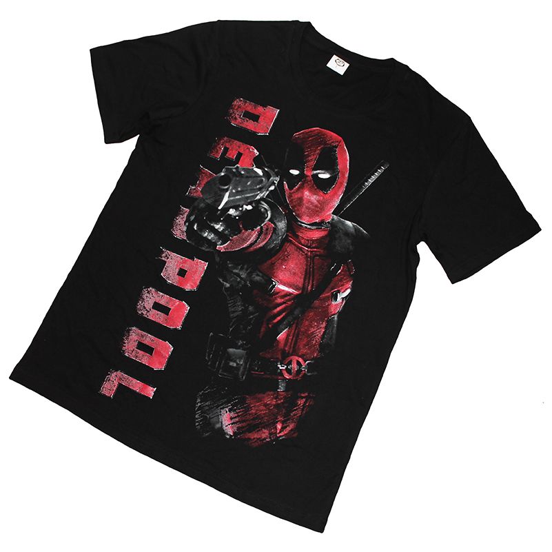 死侍deadpool t恤 黑色衣服 短袖 大面幅网点丝印