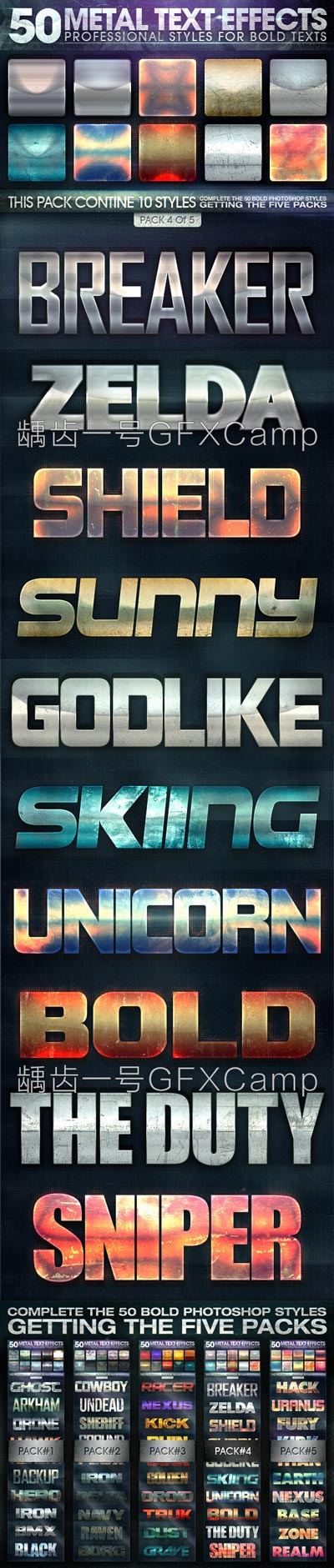 GraphicRiver 150个动作科幻场景海报钢铁质感PSD文字图层样式