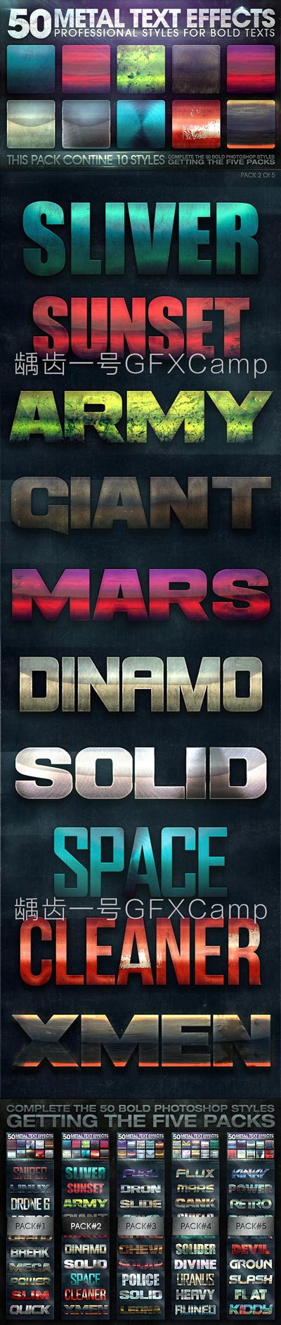 GraphicRiver 150个动作科幻场景海报钢铁质感PSD文字图层样式