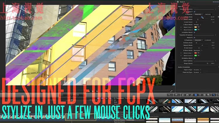 Final Cut Pro X 插件 TransPanel 专业条形遮罩分割切换转场FCPX