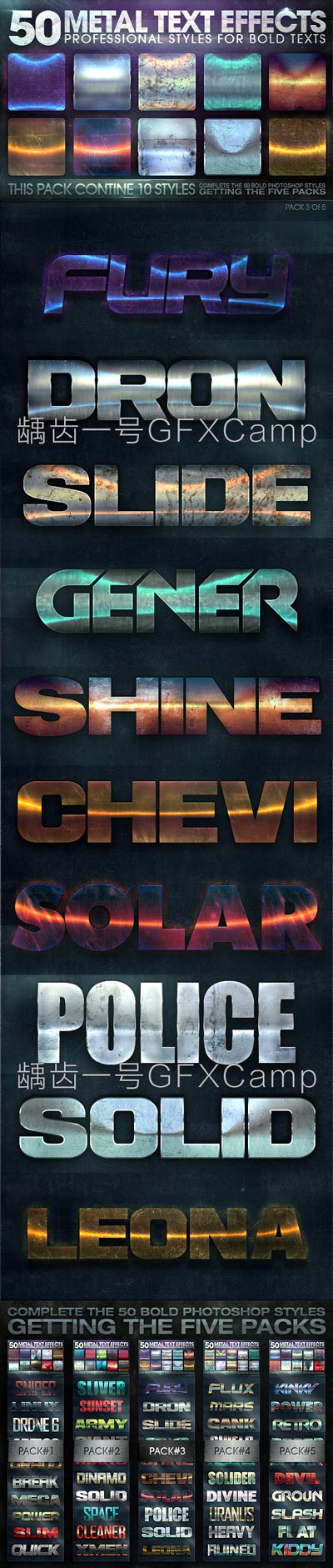 GraphicRiver 150个动作科幻场景海报钢铁质感PSD文字图层样式