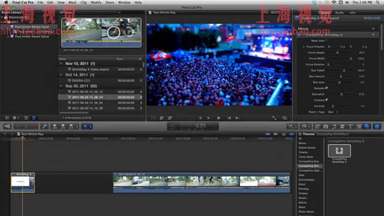 FCPX插件 ShrinkRay X 镜头柔滑移轴效果 for Final Cut Pro X