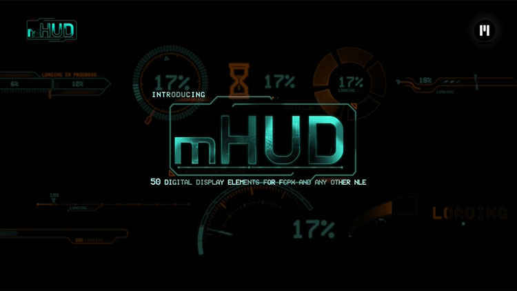 FCPX插件：50种炫酷HUD高科技信息化UI动态元素 mHUD + 视频素材