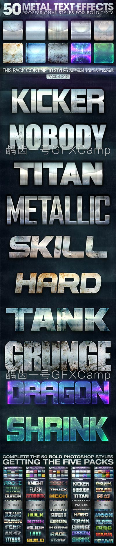 GraphicRiver 150个动作科幻场景海报钢铁质感PSD文字图层样式