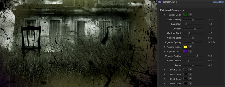 FCPX插件 ProGrudge 污垢灰尘划痕油渍颗粒 for Final Cut Pro X