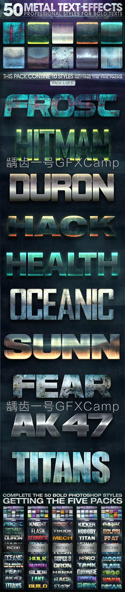 GraphicRiver 150个动作科幻场景海报钢铁质感PSD文字图层样式