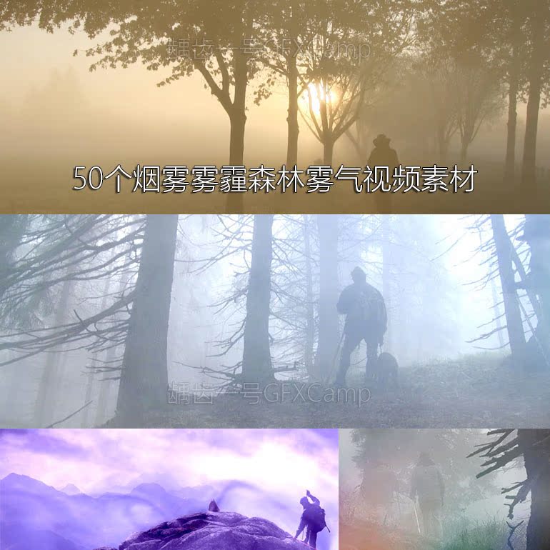 50个烟雾雾霾森林雾气流动1080P高清视频素材