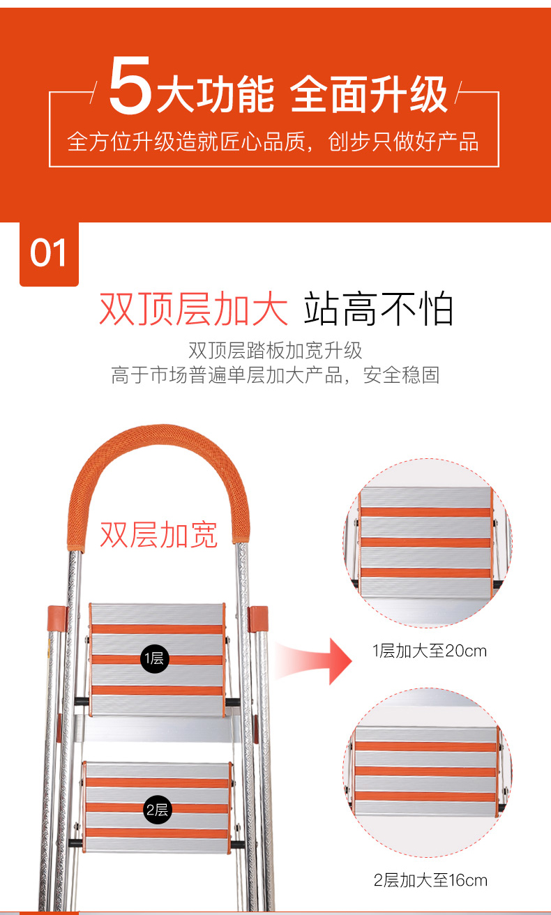 清仓特价 创步 不锈钢家用加厚折叠梯 出口优品 图11