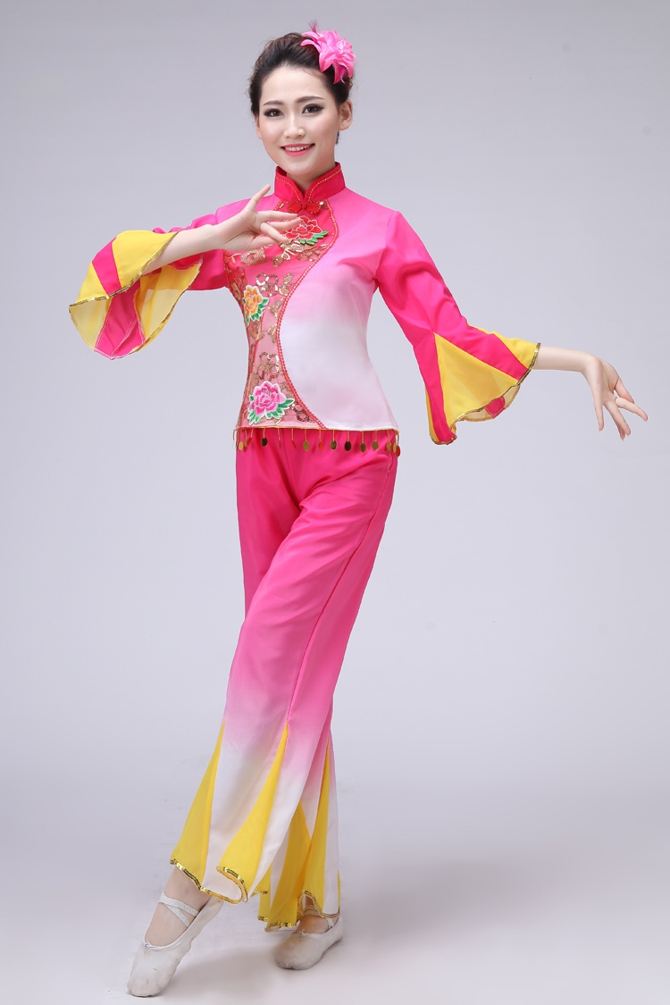 特价秧歌服舞蹈演出服装女2015新款民族舞蹈服扇子舞腰鼓表演服