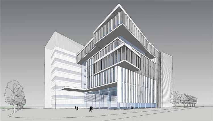 办公大楼/现代行政服务中心/建筑方案设计/SU模型+CAD图纸+...-18