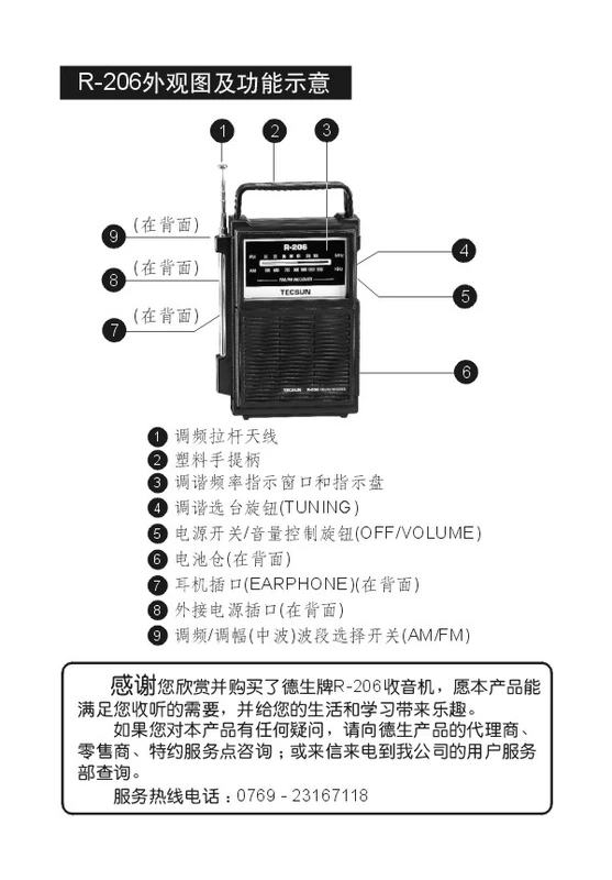 Tecsun / Desheng R-206 đài phát thanh lỗi thời - Máy nghe nhạc mp3 Cách sử dụng máy nghe nhạc MP3